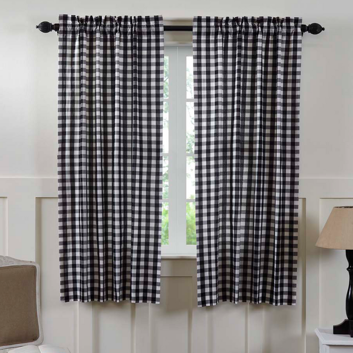 Annie Buffalo Check Black Short Panel Curtains 63"L