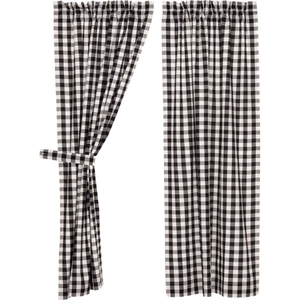 Annie Buffalo Check Black Short Panel Curtains 63"L