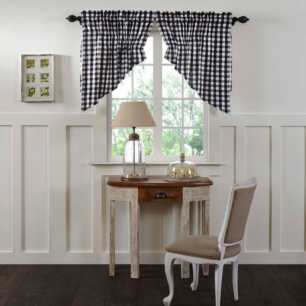 Annie Buffalo Check Black Prairie Swag Curtain