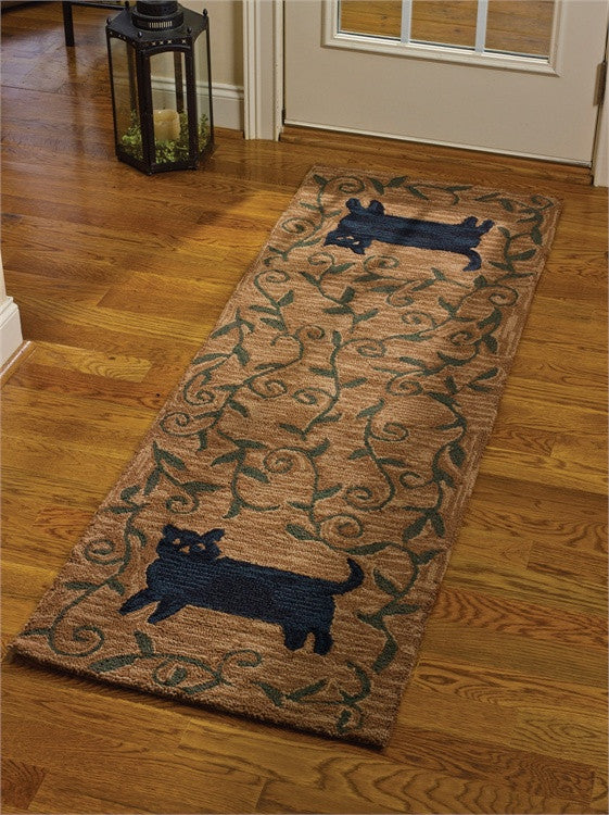 Cat Hooked Rug Runner