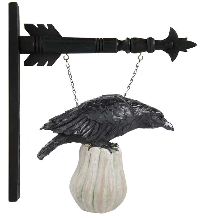 Resin Crow on White Pumpkin Arrow Replacement Sign