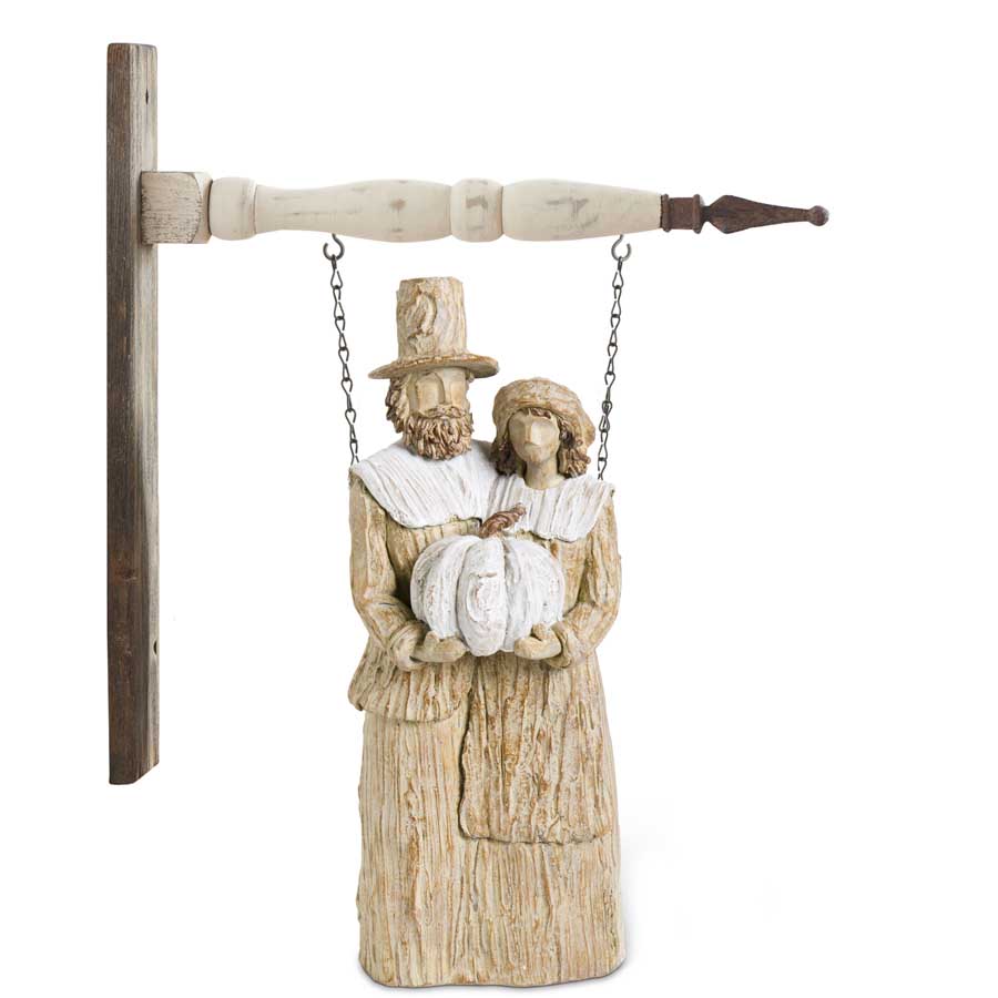 Tan & Cream Resin Pilgrim Man & Woman Arrow Replacement Sign