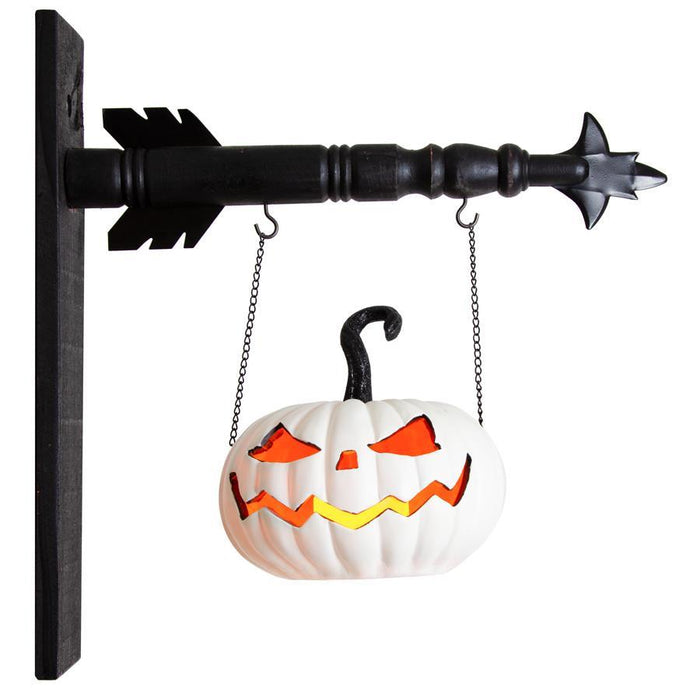 White Resin LED Jack O Lantern Arrow Replacement Sign - NEW