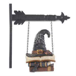 Halloween Stacked Book with Witch Hat Arrow Replacement Sign