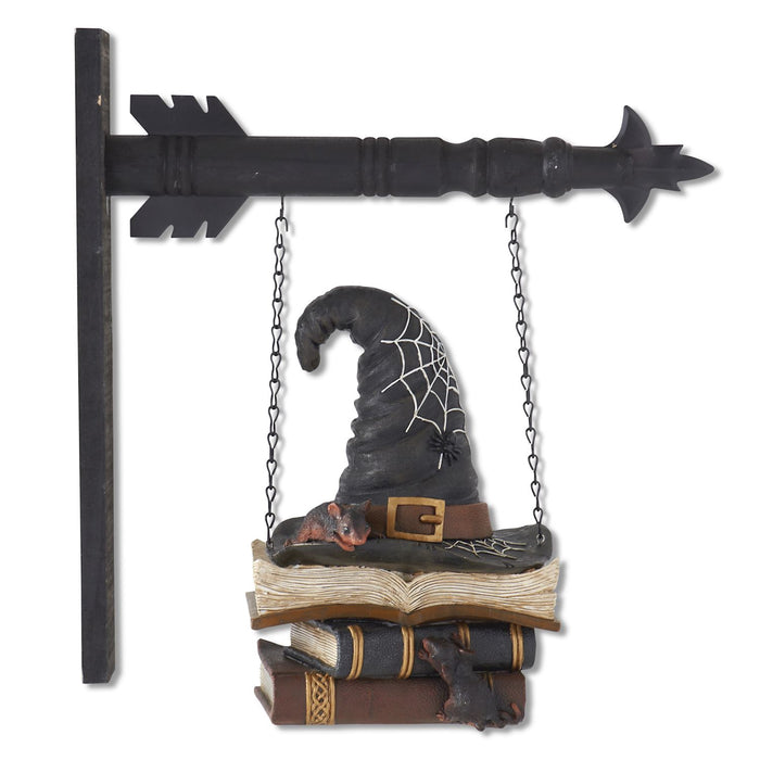 Halloween Stacked Book with Witch Hat Arrow Replacement Sign