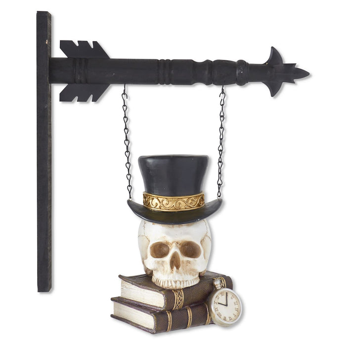Halloween Stacked Books with Skull Arrow Replacement Sign