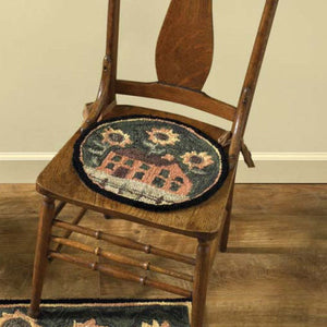 House & Sunflower Hooked Chair Pad