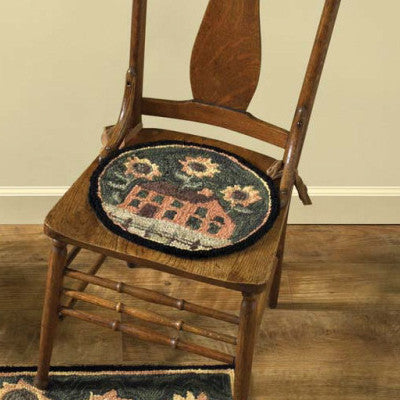 House & Sunflower Hooked Chair Pad - Set of 4