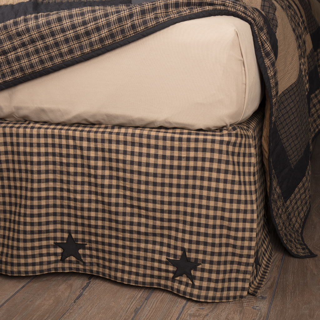 Black Star Check Bed Skirt (Choose Size)