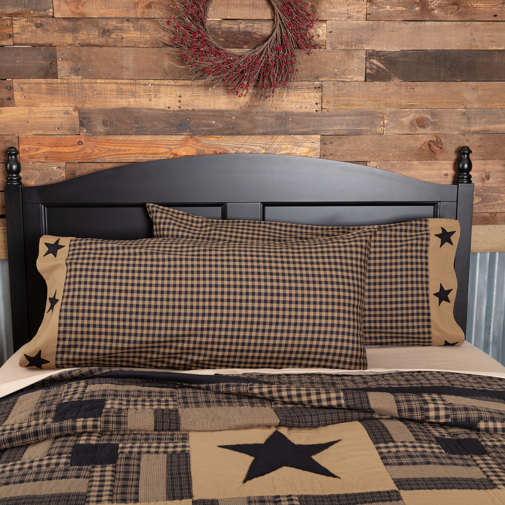 Black Star Check Pillowcase  - Set of 2