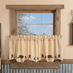 Kettle Grove Applique Crow and Star Tier Curtains (Choose Size)