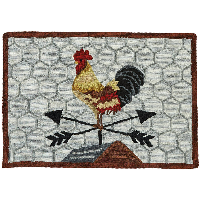 Break of Day Rooster Hooked Rug 2x3