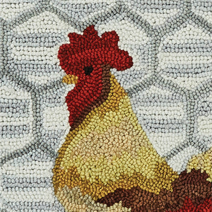 Break of Day Rooster Hooked Rug 2x3