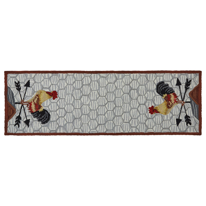 Break of Day Rooster Hooked Rug Runner