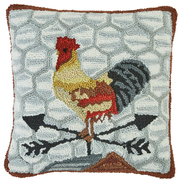 Break of Day Rooster Hooked Pillow