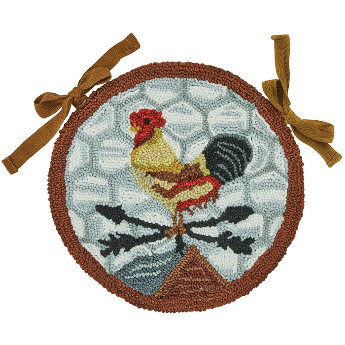 Break of Day Rooster Hooked Chair Pad - Set of 4
