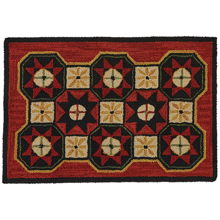 Folk Star Hooked Rug 2x3
