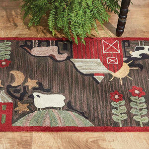 Farm Life Hooked Rug Runner