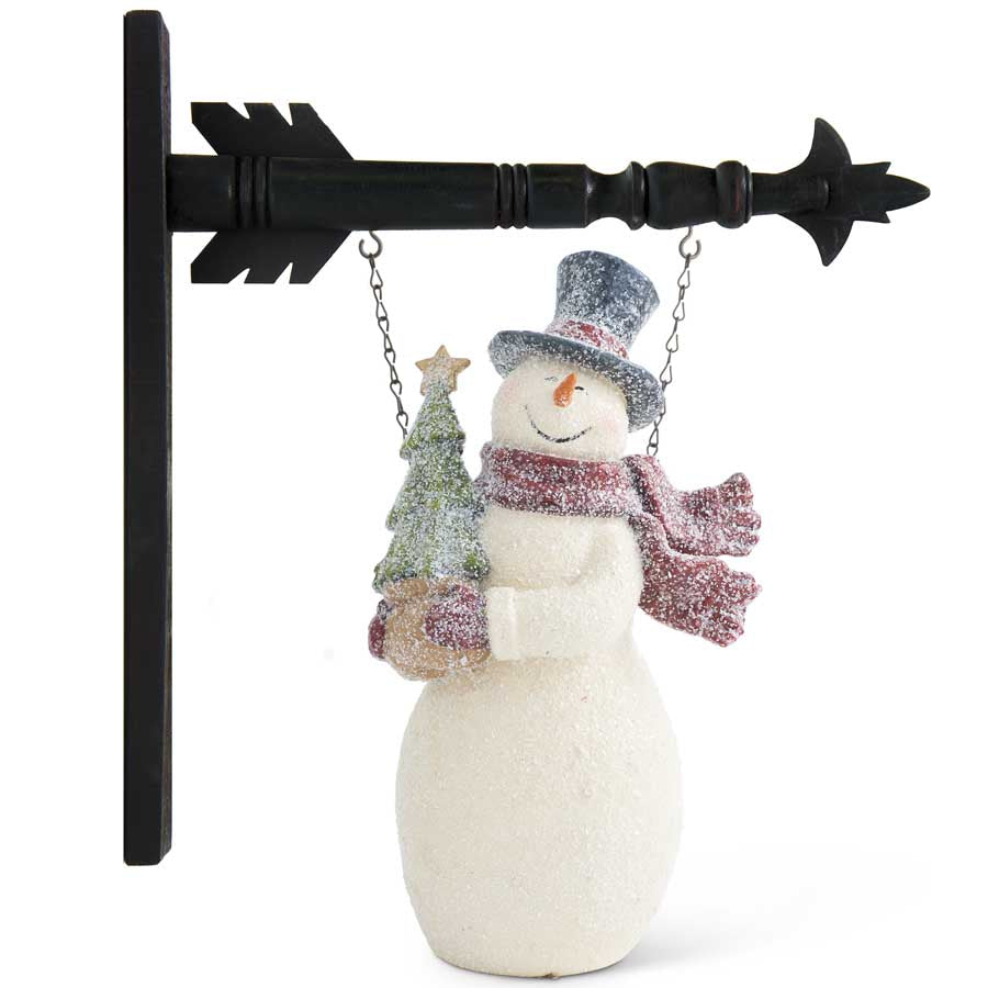 Glittered Vintage Snowman Arrow Replacement Sign by K&K Interiors