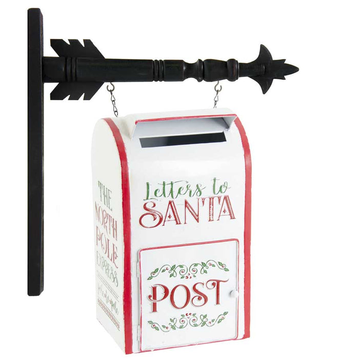 White Enameled LETTERS TO SANTA Mailbox Arrow Replacement Sign