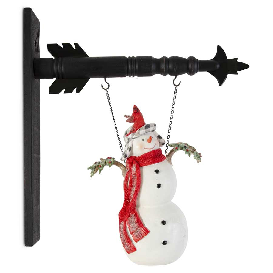 Snowman with Cardinals Arrow Replacement Sign