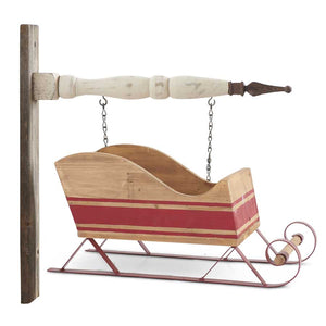 Wood Sleigh w/Red Stripe & Metal Runners Arrow Replacement Sign