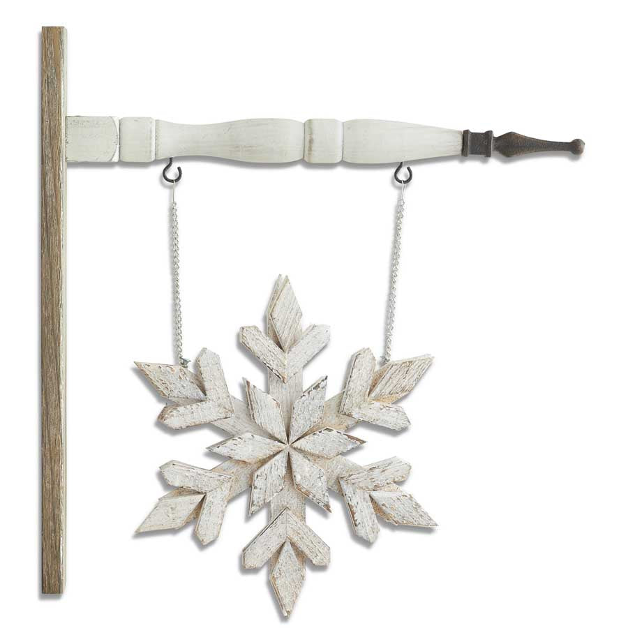 Whitewash Double Sided Wood Snowflake Arrow Replacement Sign