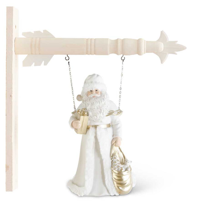 White & Gold Santa Holding Package Arrow Replacement Sign