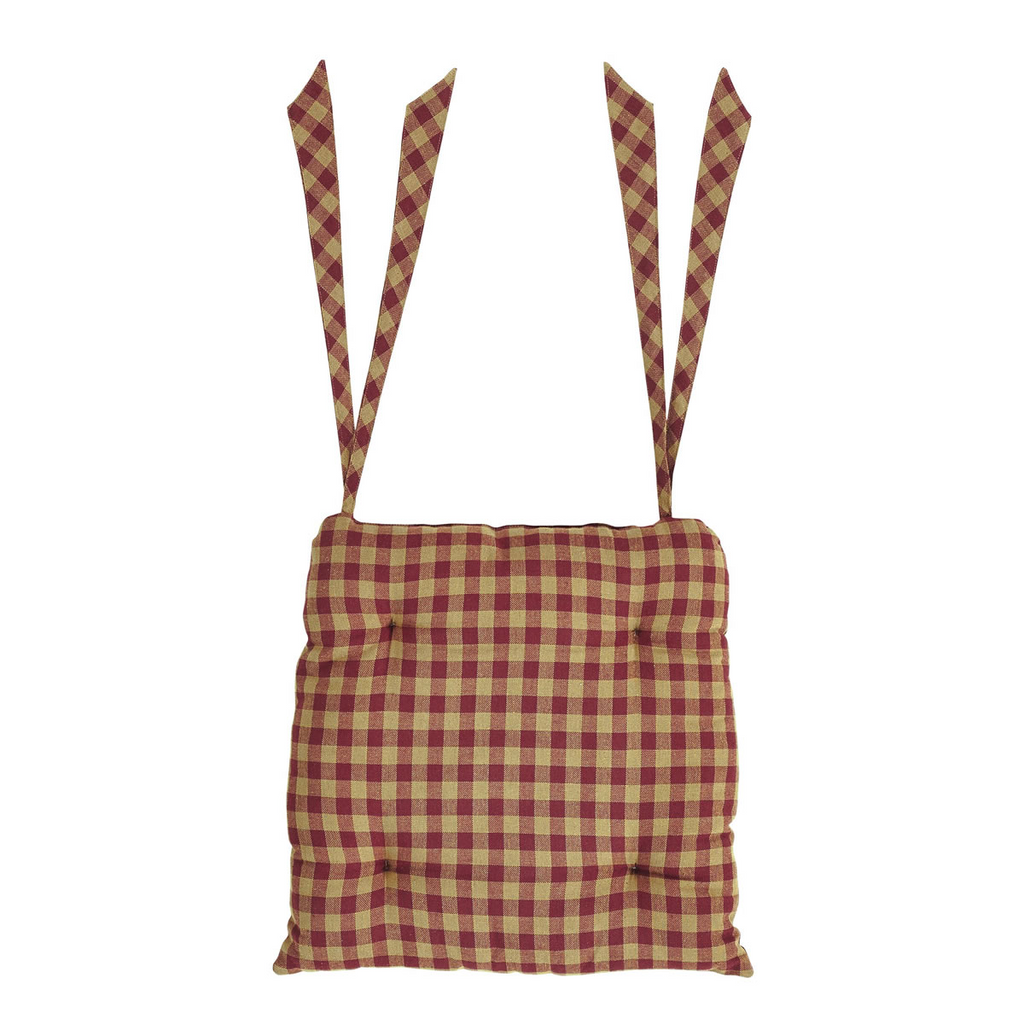 Burgundy Check Chair Pad by VHC Brands - DL Country Barn