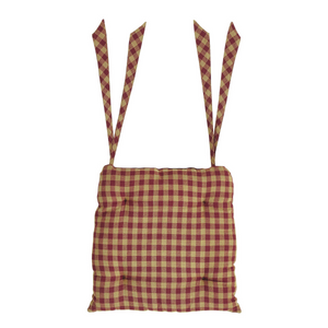 Burgundy Check Chair Pad by VHC Brands - DL Country Barn