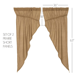 Burlap Natural Short Prairie Curtain