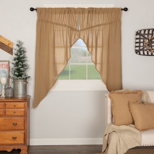 Burlap Natural Tan Prairie Curtain | Country Farmhouse Curtain