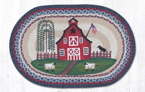 20x30 Barn Scene Oval Jute Rug