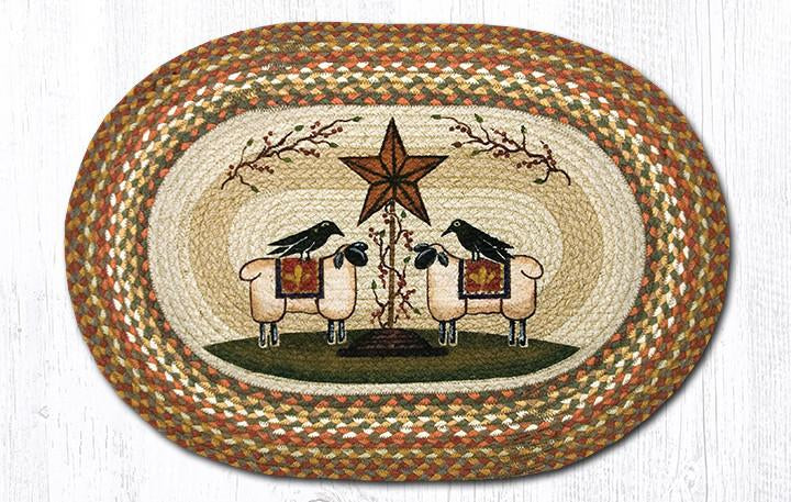 20x30 Sheep & Barn Star Oval Jute Rug