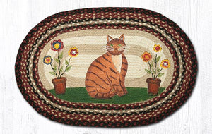20x30 Folk Art Cat Oval Jute Rug