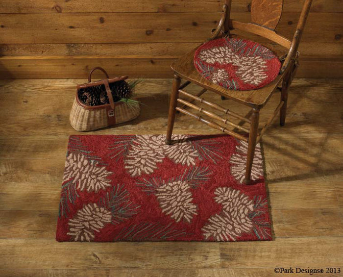 Pinecone Hooked Rug 24x36