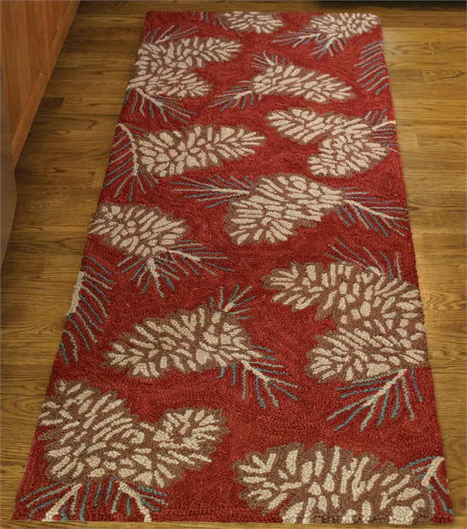 Pinecone Hooked Rug Runner