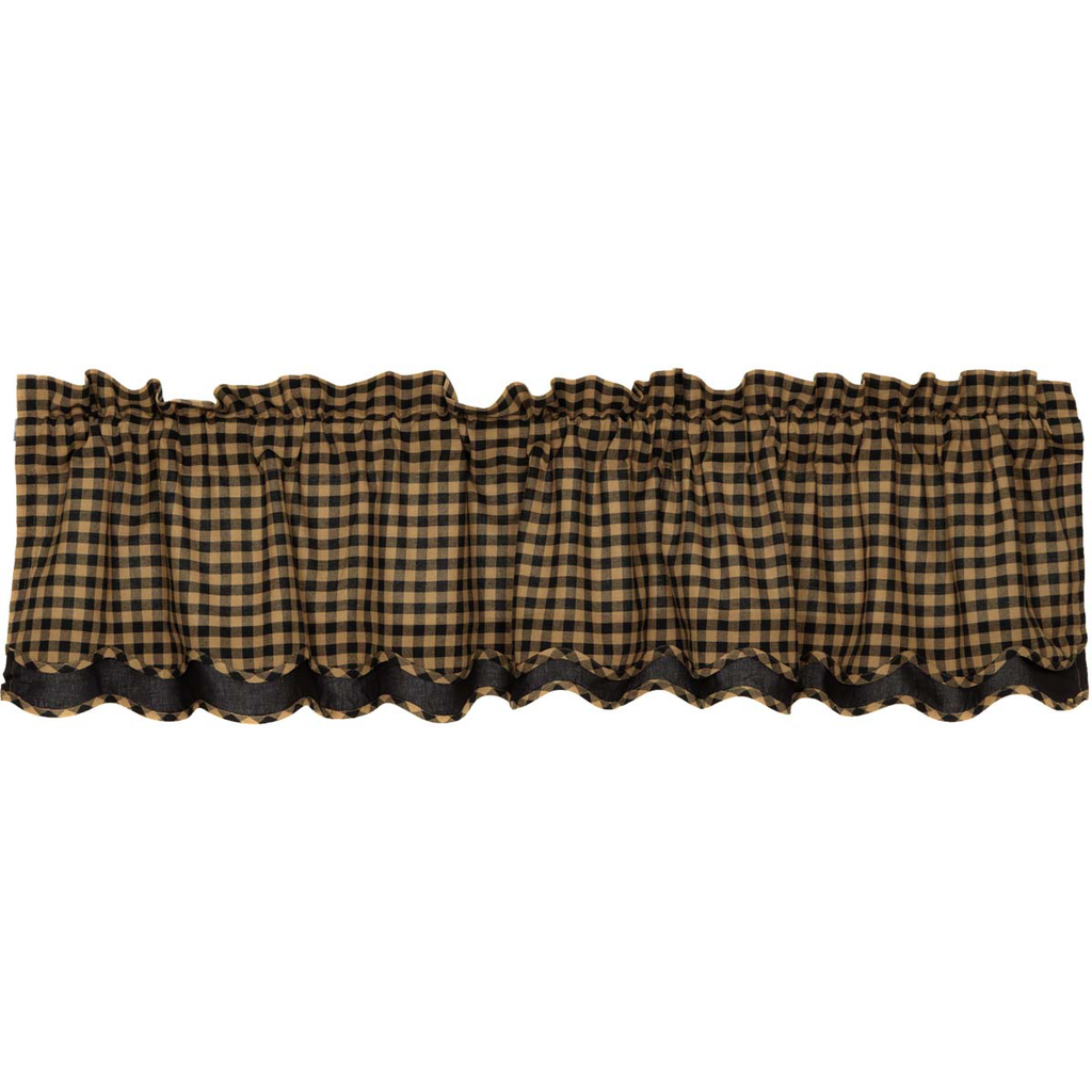 Black Check Scalloped Layered Valance