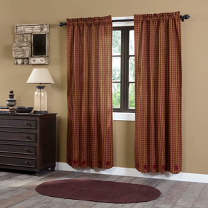 Burgundy Star Scalloped Panel Curtains 84"L