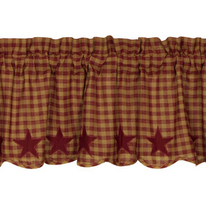 Burgundy Star Scalloped Valance