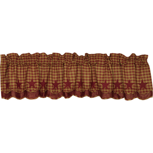 Burgundy Star Scalloped Layered Valance