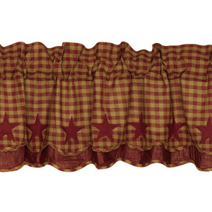 Burgundy Star Scalloped Layered Valance