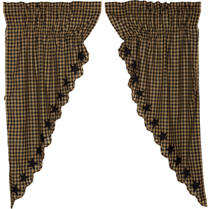 Black Star Scalloped Prairie Curtain