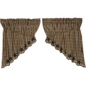 Black Star Scalloped Prairie Swag Curtain