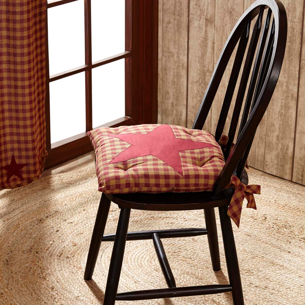 Burgundy Star Check Chair Pad