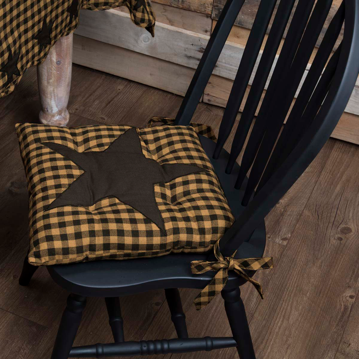 Black Star Check Chair Pad