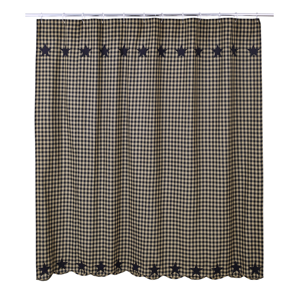 Black Star Shower Curtain | Country Primitive Shower Curtain