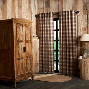 Dawson Star Scalloped Plaid Panel Curtains 84"L