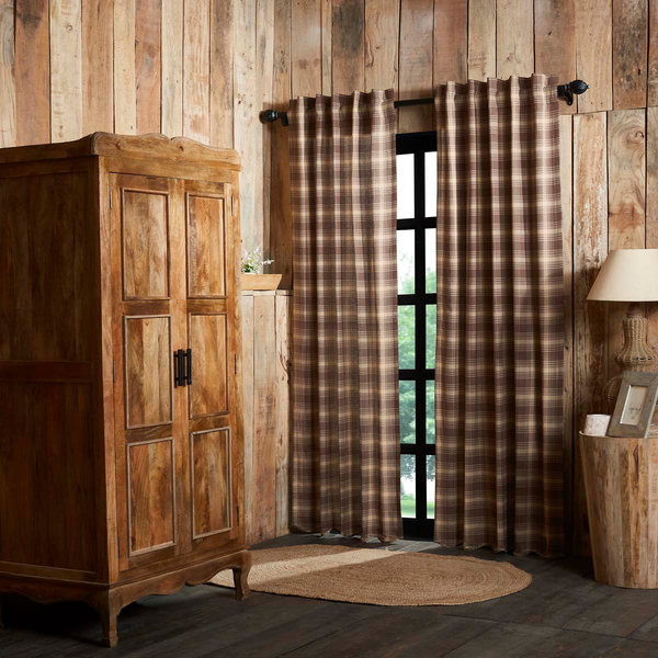 Dawson Star Scalloped Plaid Panel Curtains 84"L