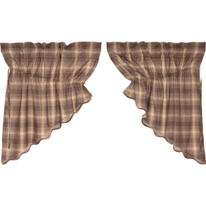 Dawson Star Scalloped Plaid Prairie Swag Curtains